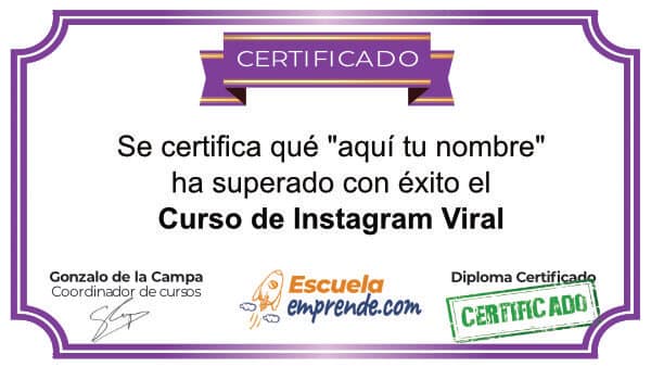diploma certificado curso instagram viral